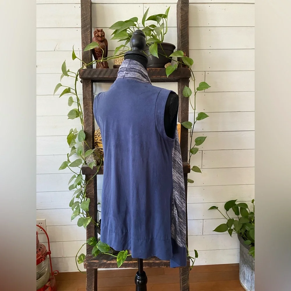 LOGO by Lori Goldstein: Elegant Blue and Gray Draped Vest